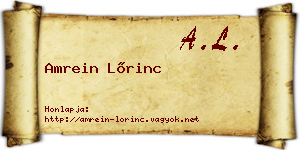 Amrein Lőrinc névjegykártya